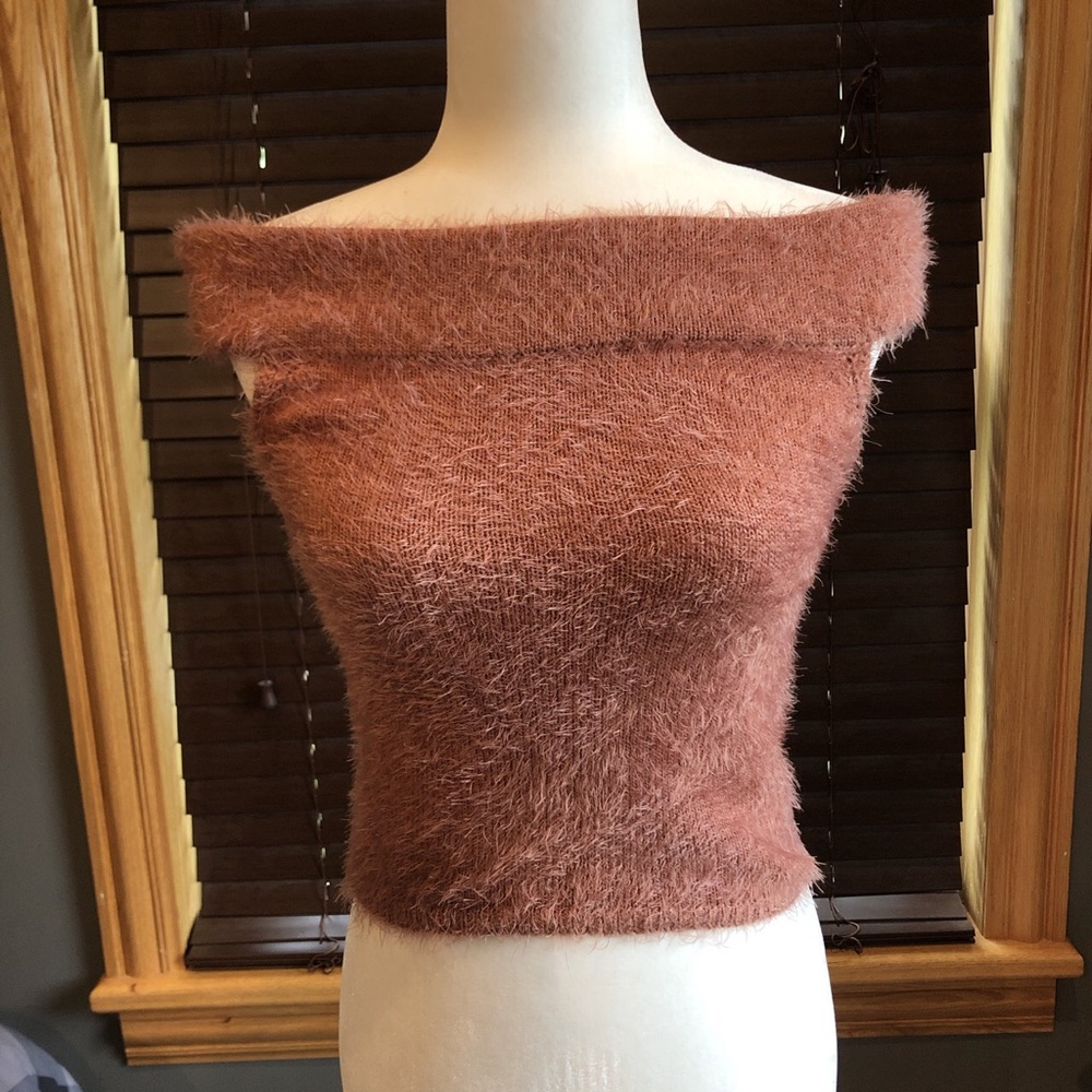 Fuzzy off the shoulder top